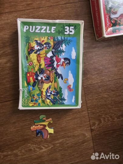 Пазлы детские (картон, дерево), за 7 штук