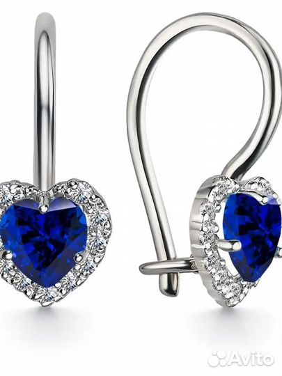 Серьги сердечки серебро 925