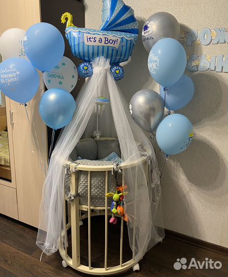 Детская кроватка трансформер круглая