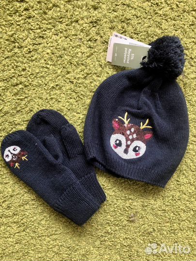 Комплект шапка и варежки демисезонные
