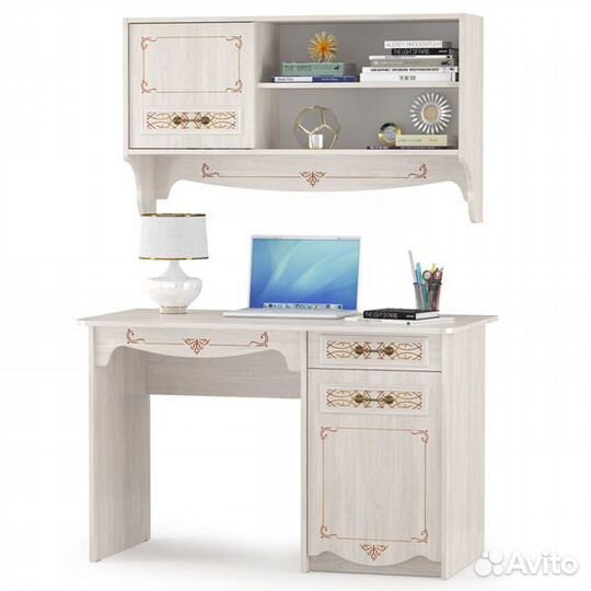 Письменный стол с полкой Флоренция, цвет ясень анк