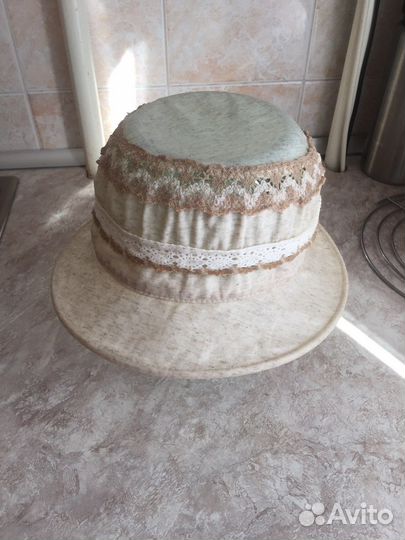 Шляпка летняя /ткань лен/ б/ у размер 57-58