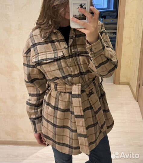 Рубашка в клетку теплая женакая XS-S
