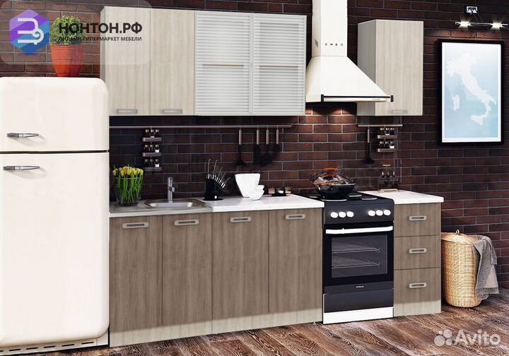 Кухня Катя 1.8м ясень шимо светлый / ясень шимо те