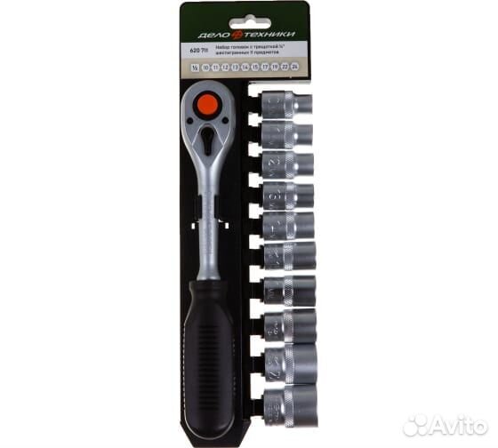 Набор головок 6-гранных с трещоткой 1/2 автомоб