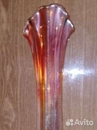 Винтажная напольная ваза, гутное стекло