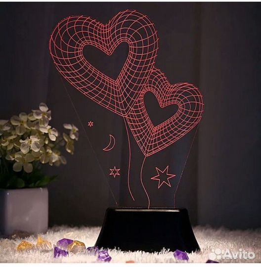 3 Д светильник сердце