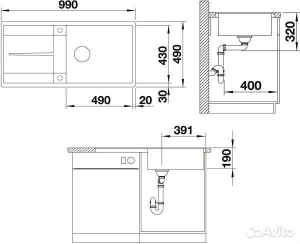 Кухонная мойка Blanco Metra XL 6 S-F Антрацит