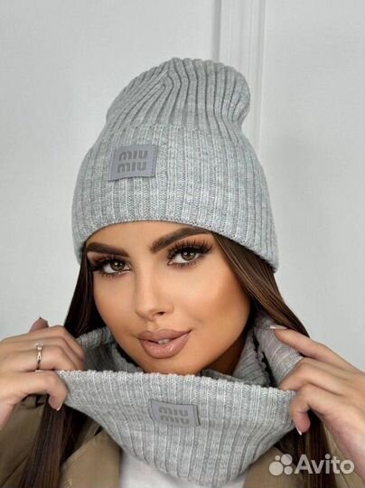 Шапка и шарф miu miu комплект