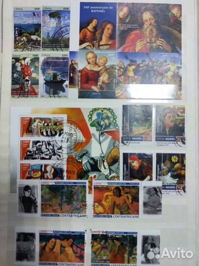 Комплект марок, блоков живопись к.10