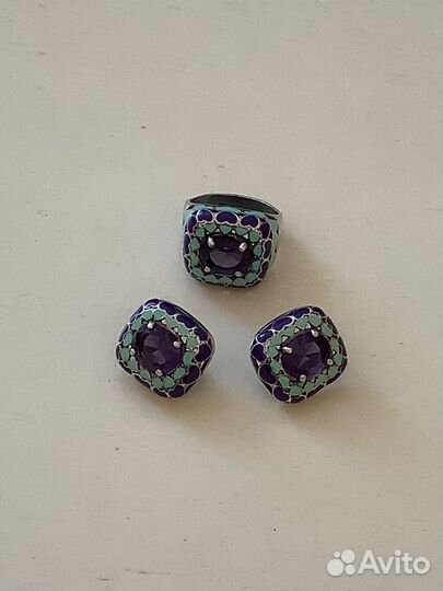 Комплект с Аметистом. Кольцо и серьги