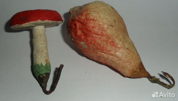 Елочная игрушка Груша,гриб,редис,персик Папье-маше