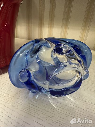 Ваза конфетница гутное стекло Чехословакия