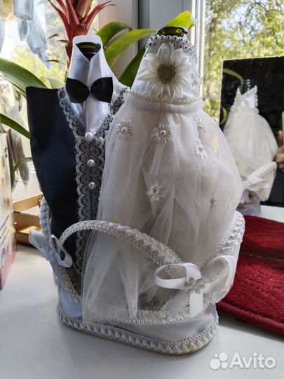 Украшения для бутылок шампанского для свадьбы