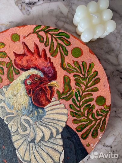 Картина акрилом на холсте, Месье Петух