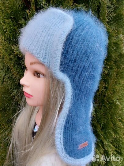 Шапка ушанка из пуха норки