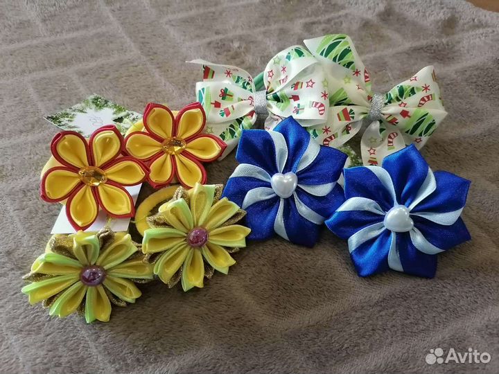 Резинка для волос, заколка, бант ручной работы