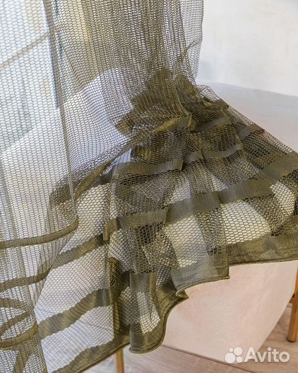 Крупная сетка тюль Фрида Хаки