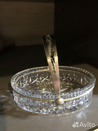 Ваза конфетница. Хрусталь. Скань. СССР