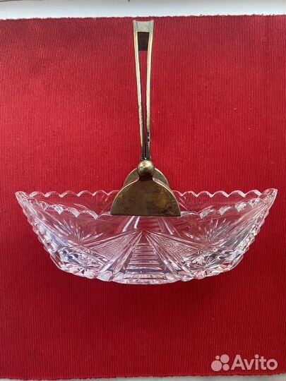Ладья конфетница хрусталь в серебре875п.ссср 60е