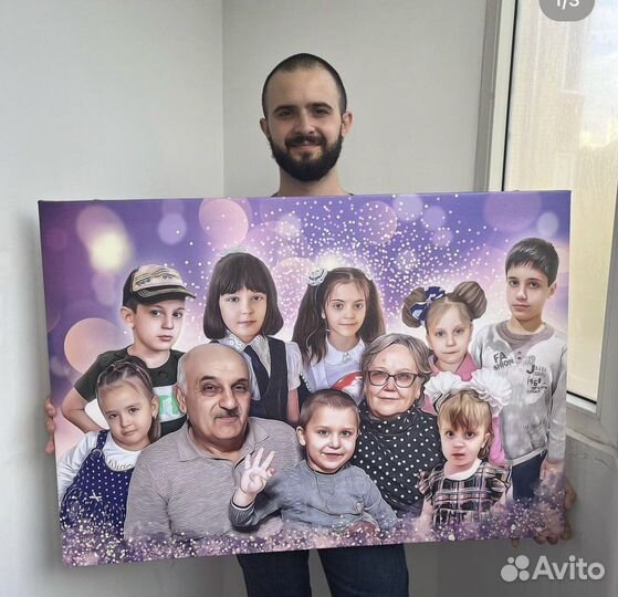 Портрет по фото на холсте