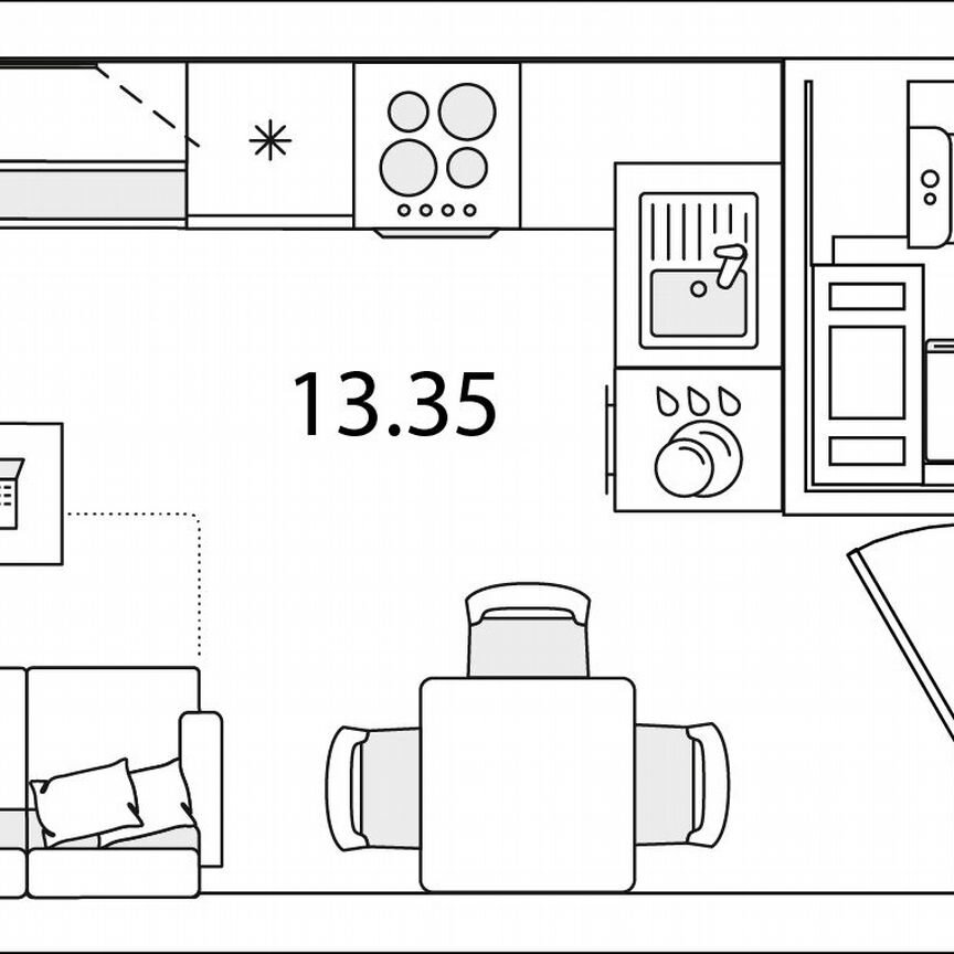 Квартира-студия, 20,2 м², 8/9 эт.