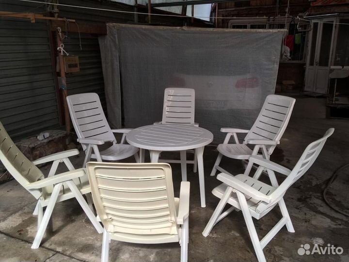 Садовая мебель пластиковые стулья и стол