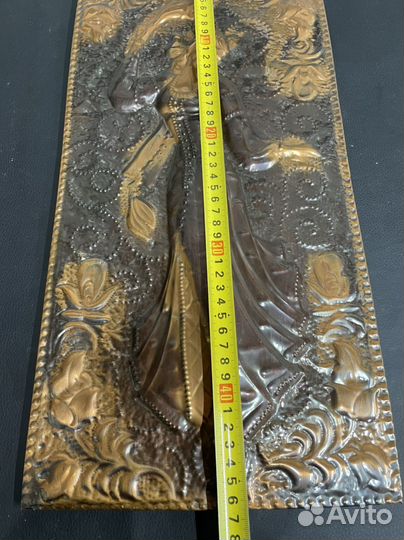 Картина чеканка СССР девушка