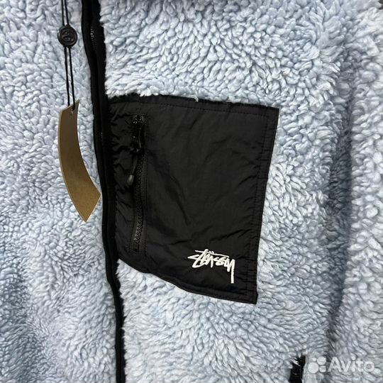 Ветровка Stussy Sherpa стусси барашек голубая