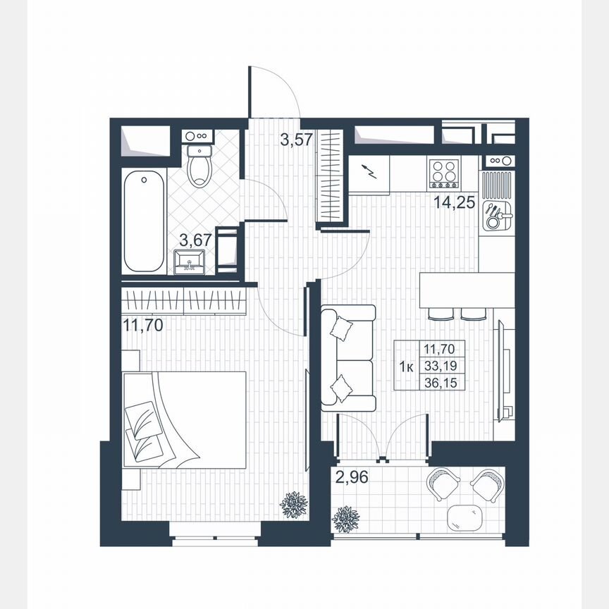 1-к. квартира, 34,7 м², 5/8 эт.