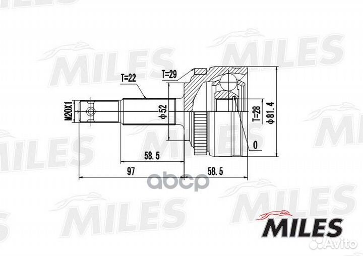 Шрус opel corsa 1.0-1.7D 94-01 нар.(ABS) ga2035