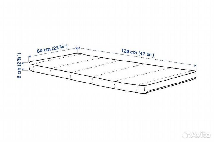 Матрас детский икеа пеллеплутт, 60x120 см новый