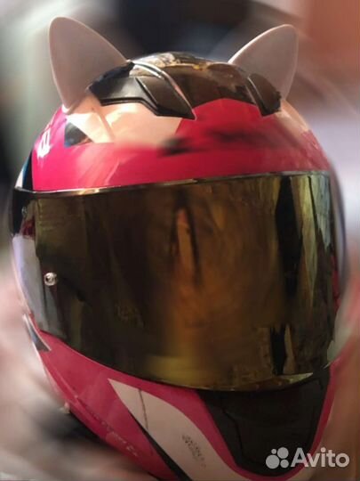 Ушки на мото шлем белые