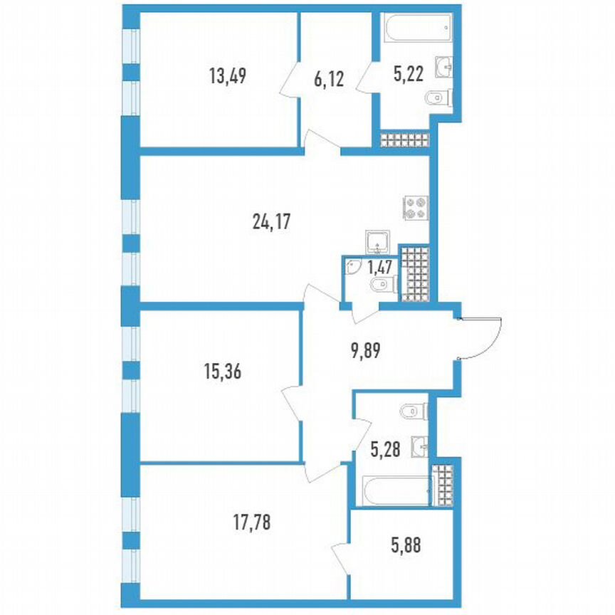 3-к. квартира, 103 м², 17/23 эт.