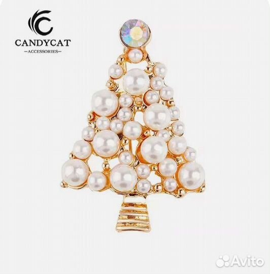 Брошь Елочка из жемчуга