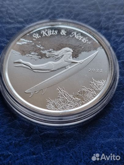 Монета Серебро Серфер Карибы Серфинг Унция