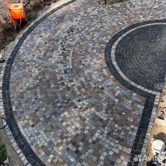 Проф. мощение камнем.Укладка тротуарной плитки