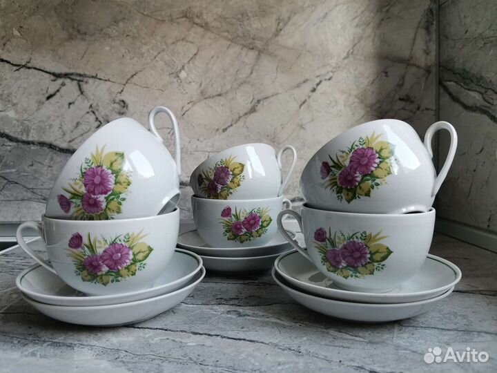 Чашка с блюдцем СССР Вербилки