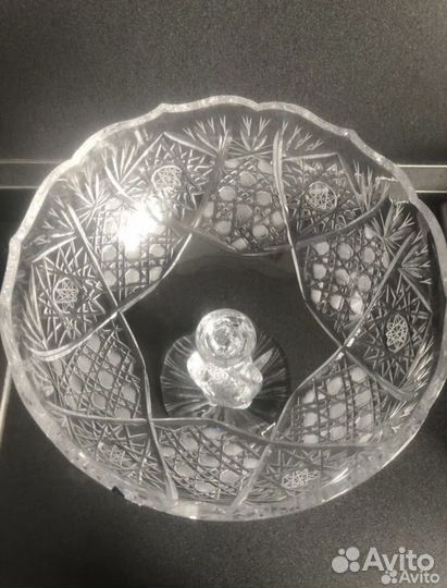Ваза для фруктов Дракон Гусь хрусталь и блюдо