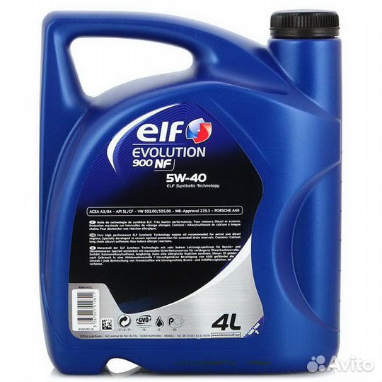 Моторное масло Elf Evolution 900 NF 5W-40 4л