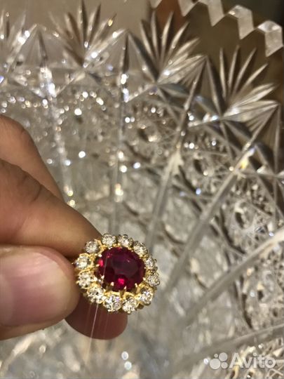 Серьги СССР на 750 пробе с драгоценными камнями