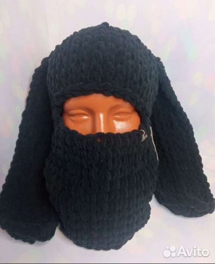 Новая балаклава чёрная с ушками