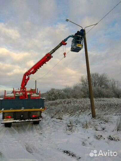 Установка опор лэп, автовышка, укладка кабеля