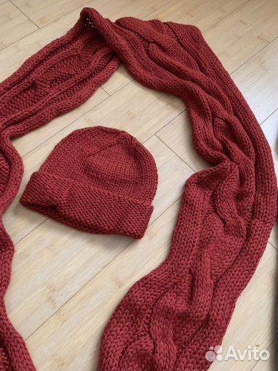 Комплект шапка и шарф, 2 цвета, для двойни