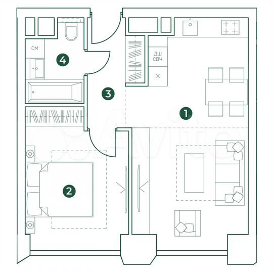 2-к. квартира, 46,2 м², 13/31 эт.