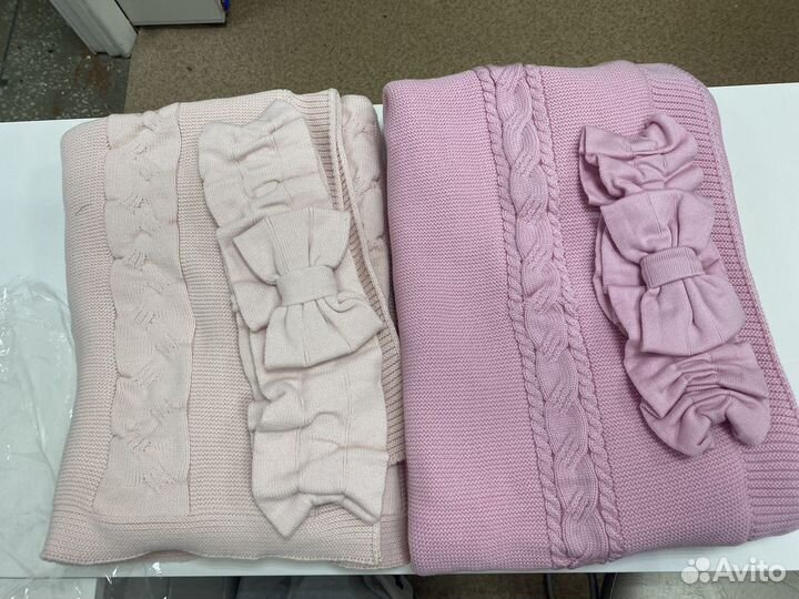 Одеяло плед с бантом новый на меху