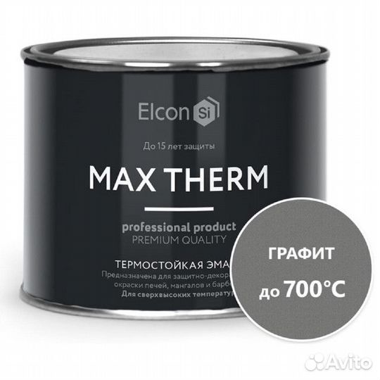 Эмаль термостойкая elcon для печей 400г графитовая