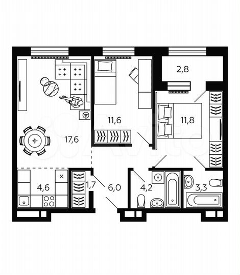 2-к. квартира, 62,1 м², 15/24 эт.