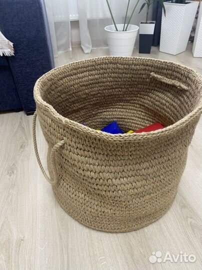 Корзина джутовая большая с ручками