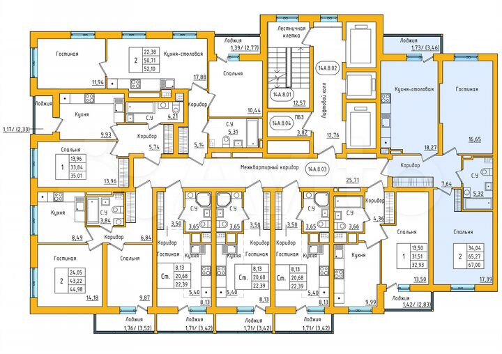 2-к. квартира, 66,9 м², 7/27 эт.